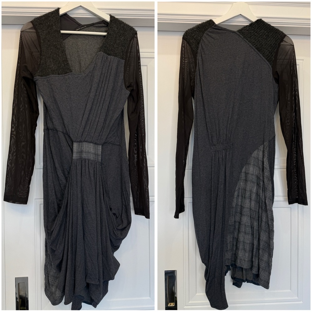 Y2K ANGELS NEVER DIE DRESS PLAID SHEET GRUNGE GOTH MEDIUM DRAPED ANTHROPOLOGIE